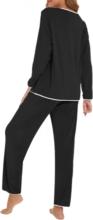 Pijama lejera de somn pentru femei, din material moale, 2 piese, negru/alb M [4]