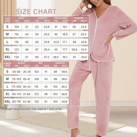 Pijama lejera de somn pentru femei, din material moale, 2 piese, negru/alb M [6]