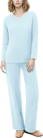 Pijamale dama - Pijama bleu lejera de somn pentru femei, din material moale, XS