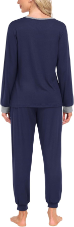 Pijama lejera de somn pentru femei, din material moale, albastru XL [2]