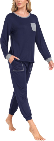 Pijama lejera de somn pentru femei, din material moale, albastru XL [1]