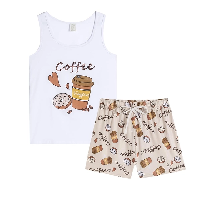 Pijamale dama - Pijama lejera de somn pentru femei, din material moale, Cafea L