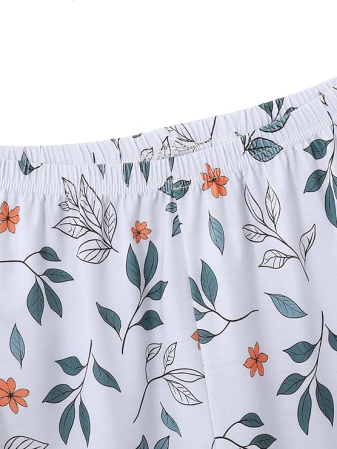 Pijama lejera de somn pentru femei, din material moale, frunze 3XL [5]