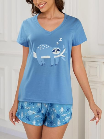 Pijama lejera de somn pentru femei, din material moale, albastra S [2]