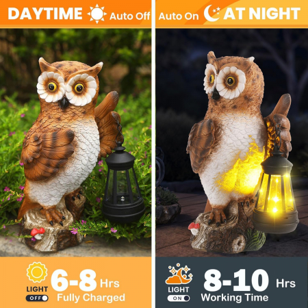 Bufnita de noapte cu felinar LED solar, inaltime 35 cm [2]