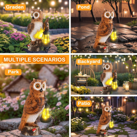 Bufnita de noapte cu felinar LED solar, inaltime 35 cm [5]