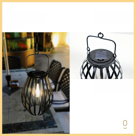Felinar solar rustic cu lant pentru suspendare 30x15 cm [3]