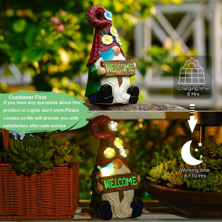 Pitic de gradina, terasa, balcon cu LED-uri si panou solar 23 cm [4]
