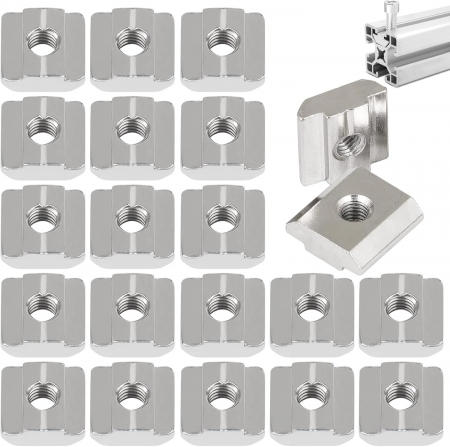 Suruburi, dibluri si accesorii prindere - Piulite rapide forma T, M8, din otel carbon zincat, set 20 bucati