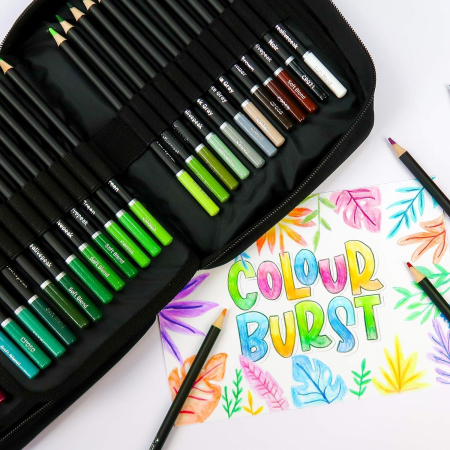 Creioane colorate profesionale, 72 de culori vibrante, card de testare a culorilor, husă de călătorie cu fermoar [6]