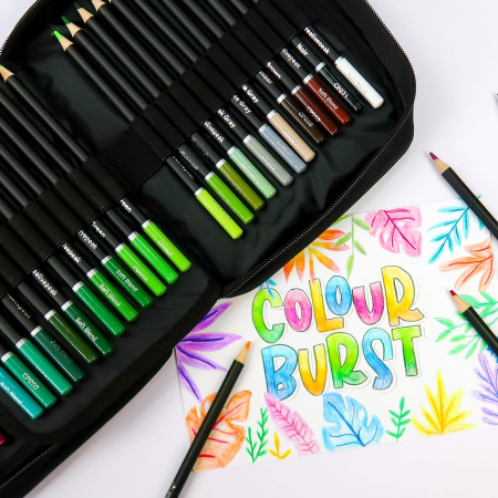 Creioane colorate profesionale, 72 de culori vibrante, card de testare a culorilor, husă de călătorie cu fermoar [3]