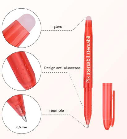 Pixuri cu gel care se sterge 0.5 mm, 8 culori, cu radiere [3]
