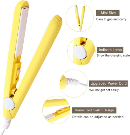 Placa mini 2-in-1 pentru intins ondulat parul, galbena [3]