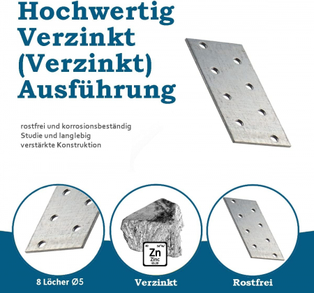 Placi metalice perforate pentru imbinate elemente din lemn, set 10 bucati 80 x 40 x 2 cm [2]