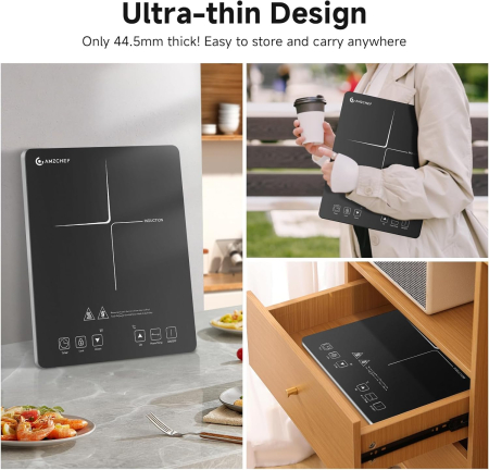 Plită cu Inducție AMZCHEF, 1 Zonă, 10 Trepte, Touch, Timer 3 Ore, Blocare Siguranță [2]