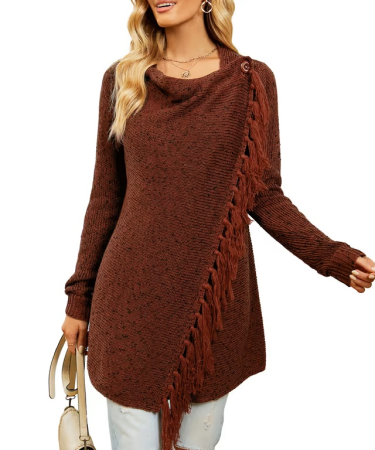 Bluze dama - Poncho visiniu de damă versatil, model elegant, potrivit pentru sezonul rece – 2 moduri de purtare