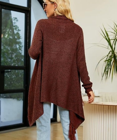 Poncho visiniu de damă versatil, model elegant, potrivit pentru sezonul rece – 2 moduri de purtare [3]