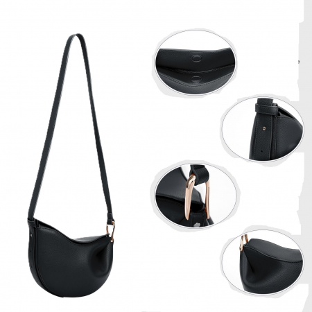 Poseta eleganta de umar neagra din piele PU, cu magnet si curea ajustabila [2]