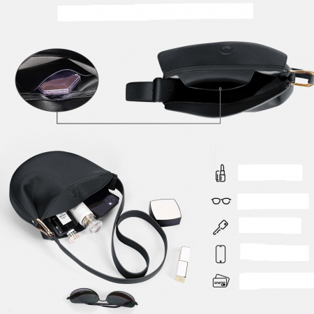 Poseta eleganta de umar neagra din piele PU, cu magnet si curea ajustabila [3]