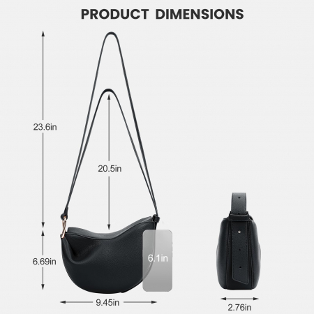 Poseta eleganta de umar neagra din piele PU, cu magnet si curea ajustabila [5]
