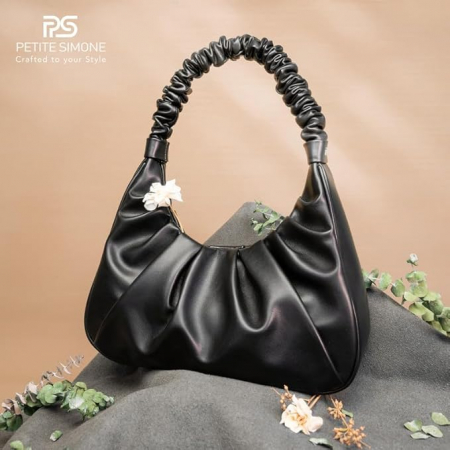 Poseta eleganta de mana neagra din piele PU, cu fermoar [2]