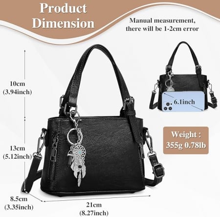Poseta eleganta mica neagra din piele PU, cu curea de umar 21x8x13 cm [2]