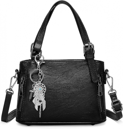 Genti dama - Poseta eleganta mica neagra din piele PU, cu curea de umar 21x8x13 cm