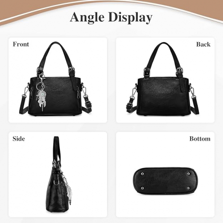 Poseta eleganta mica neagra din piele PU, cu curea de umar 21x8x13 cm [1]