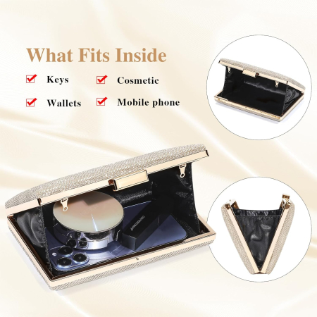 Poseta eleganta de umar aurie, sclipitoare, cu lant 120 cm 19,5 x 5 x 12 cm, 400 gr [5]