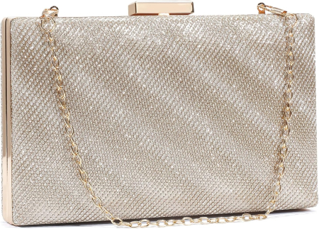 Genti dama - Poseta eleganta de umar aurie, sclipitoare, cu lant 120 cm 19,5 x 5 x 12 cm, 400 gr