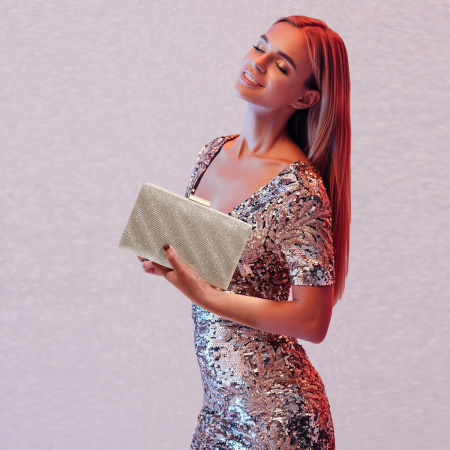 Poseta eleganta de umar aurie, sclipitoare, cu lant 120 cm 19,5 x 5 x 12 cm, 400 gr [2]