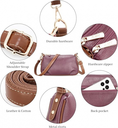 Poseta eleganta de umar Rosie din piele PU, cu curea ajustabila Violet [4]