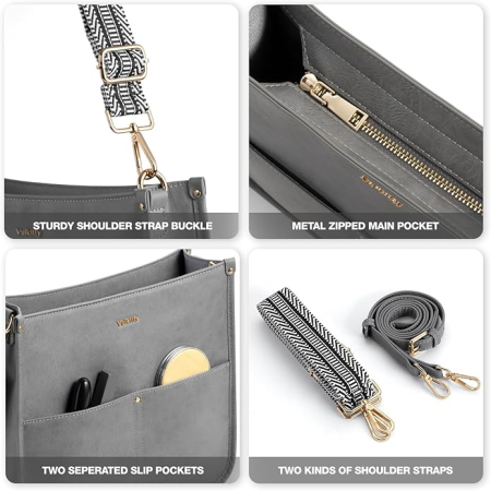 Geanta de umar din PU gri, 29x9x27 cm [2]