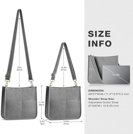 Geanta de umar din PU gri, 29x9x27 cm [4]
