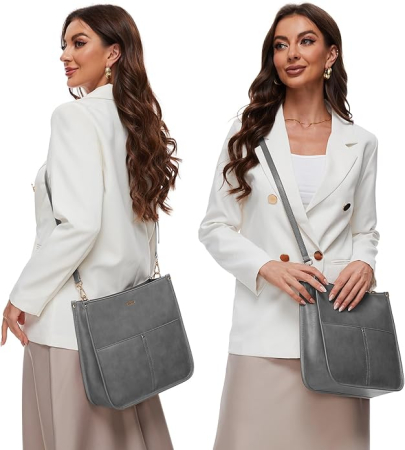 Geanta de umar din PU gri, 29x9x27 cm [5]