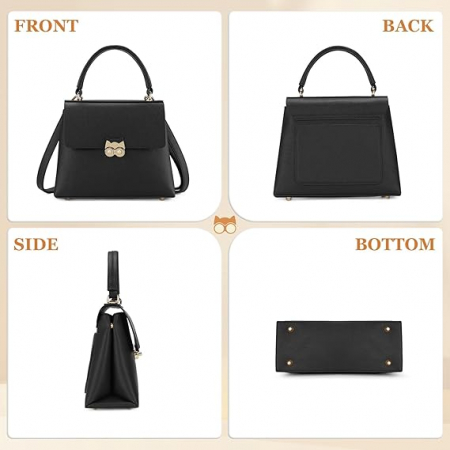 Poseta eleganta neagra din piele PU, cu curea de umar reglabila  20x25x10 cm [4]