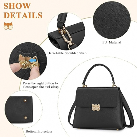 Poseta eleganta neagra din piele PU, cu curea de umar reglabila  20x25x10 cm [1]
