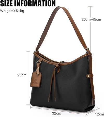 Poseta eleganta maro din piele PU, cu curea de umar reglabila  32x12x25 cm [2]
