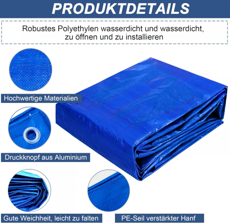 Prelata din polietilena, impermeabila, albastra, 100 g/m2, 18,8 x 2,5 M [2]