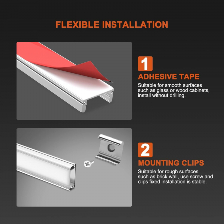 Profil din aluminiu în formă de U 10X1m pentru bandă LED , cu set accesorii [4]