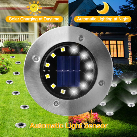 Lampi solare pentru gradina 12 LED-uri, cai de acces, impermeabile, de exterior set 4 lumini [2]