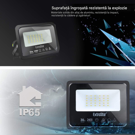 Proiectoare LED 2x30W, 8000Lm, 3000K, impermeabil IP65, negru [3]