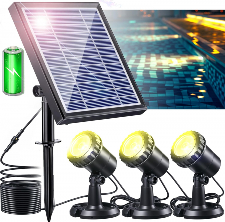 LAMPI SOLARE - Proiectoare solare cu LED-uri. IP 6, set 3 bucati