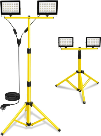 Proiectoare si lampi de lucru - Proiector LED 2x60W, 11000 lm, trepied reglabil 77,5-169,5 cm, 6000K IP66 cablu 4m – Alb rece