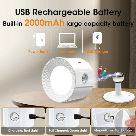 Proiector LED reincarcabil. rotativ 360°, control tactil, telecomanda, suport magnetic [5]