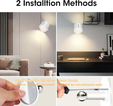 Proiector LED reincarcabil. rotativ 360°, control tactil, telecomanda, suport magnetic [6]