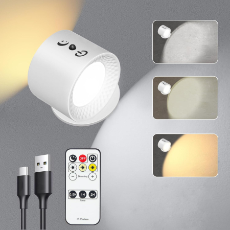lampi de veghe - Proiector LED reincarcabil. rotativ 360°, control tactil, telecomanda, suport magnetic