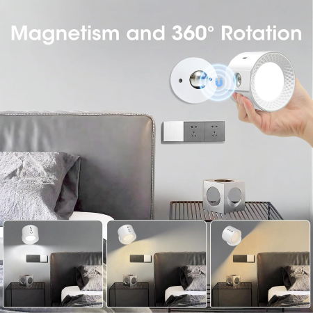 Proiector LED reincarcabil. rotativ 360°, control tactil, telecomanda, suport magnetic [1]