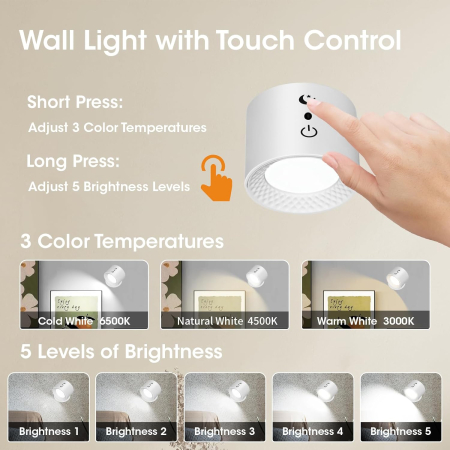 Proiector LED reincarcabil. rotativ 360°, control tactil, telecomanda, suport magnetic [2]