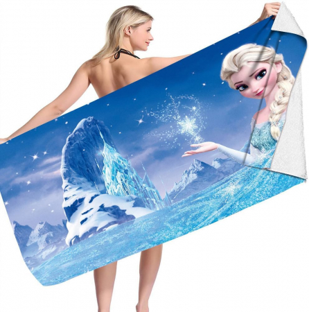 Prosoape si halate de baie copii - Prosop la plajă din microfibra cu model Frozen 70 x 150 cm